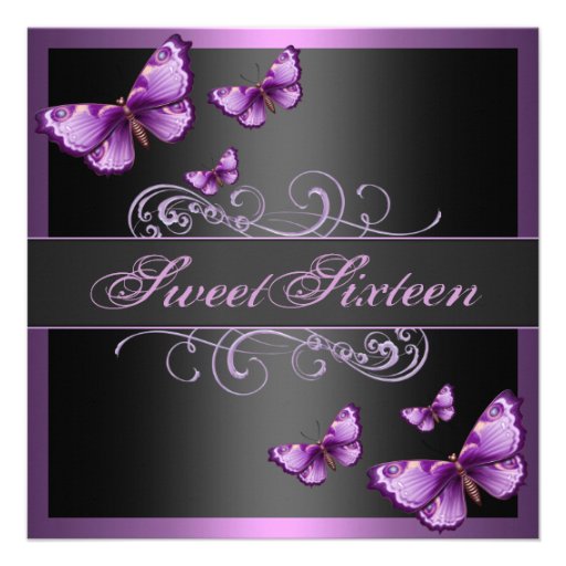 Elegant Pink Butterfly Sweet16 Birthday Invite