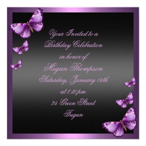 Elegant Pink Butterfly Sweet16 Birthday Invite
