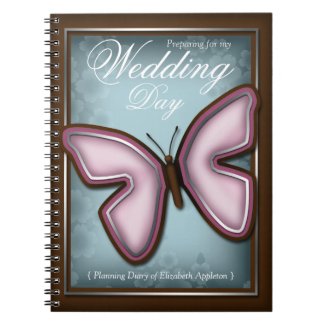 Elegant Pink Butterfly Wedding Planning Diary notebook