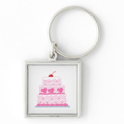 Elegant Pink Cake Keychains