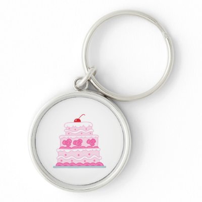 Elegant Pink Cake Keychains