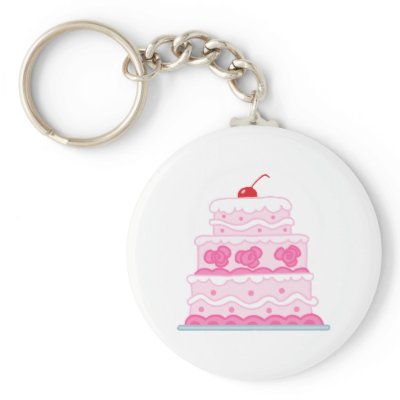 Elegant Pink Cake Keychains