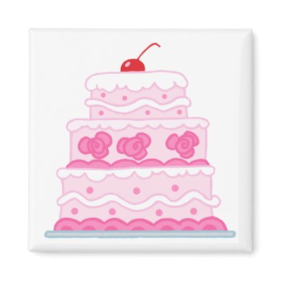 Elegant Pink Cake Refrigerator Magnets
