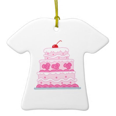 Elegant Pink Cake Christmas Tree Ornaments