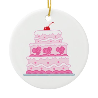 Elegant Pink Cake Christmas Tree Ornaments