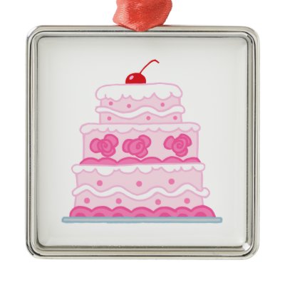 Elegant Pink Cake Christmas Ornament