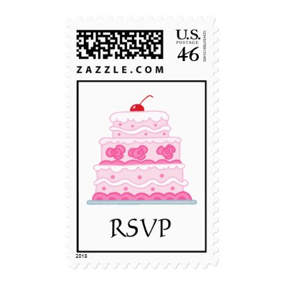 Elegant Pink Cake Postage Stamps