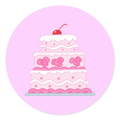 Elegant Pink Cake Round Sticker
