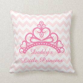 Elegant Pink Chevron, Daddy Little Princess, Tiara Pillows
