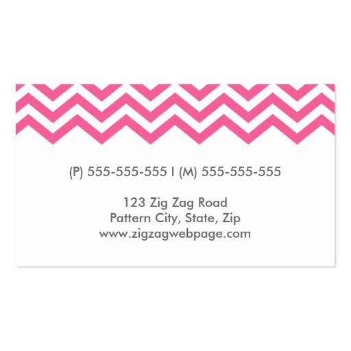 Elegant pink chevron zigzag pattern business card (back side)