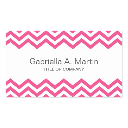 Elegant pink chevron zigzag pattern business card (front side)