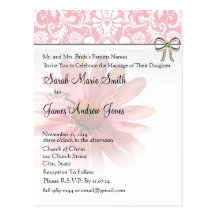 Elegant Pink ConeFlowerWedding Invitation Post Cards