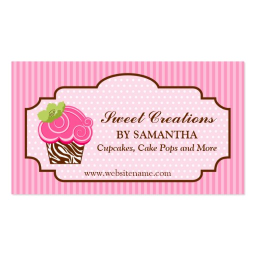 Elegant Pink Cupcake Bakery Business Cards (front side)