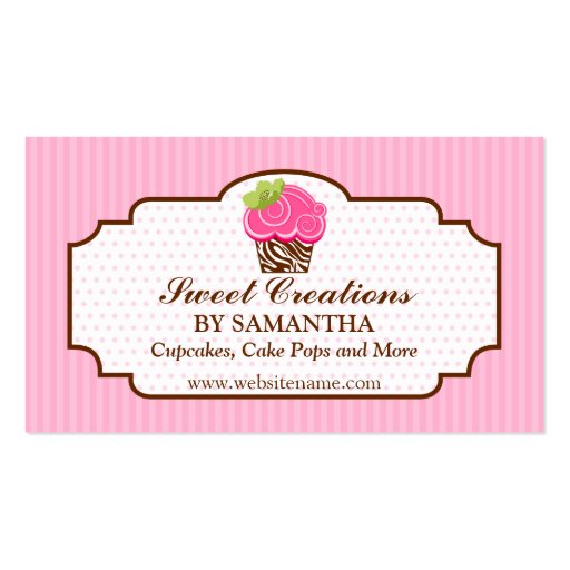 Elegant Pink Cupcake Bakery Business Cards (front side)