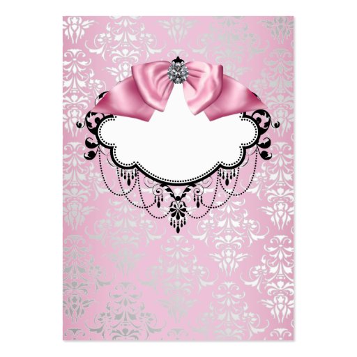 Elegant Pink Damask Business Card Template (front side)