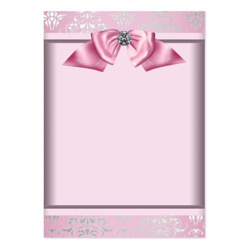 Elegant Pink Damask Business Card Template (back side)