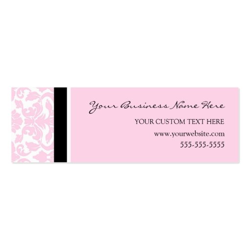 Elegant Pink Damask Business Cards (front side)