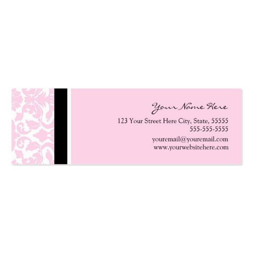 Elegant Pink Damask Business Cards (back side)