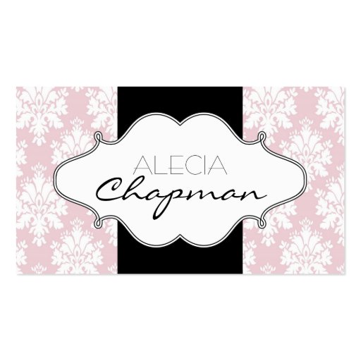 Elegant Pink Damask Elegant Business Cards (front side)