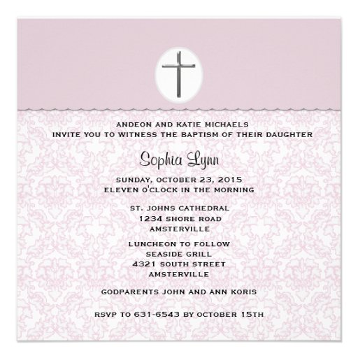 Elegant Pink Damask Invitation