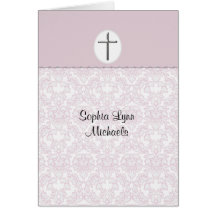 Elegant Pink Damask Photo Thank You Card