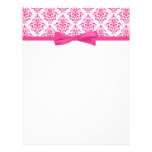 Elegant Pink Damask Ribbon Bow Letterhead