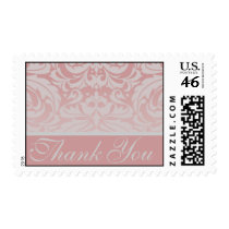 Elegant Pink Damask Thank You Postage Stamp