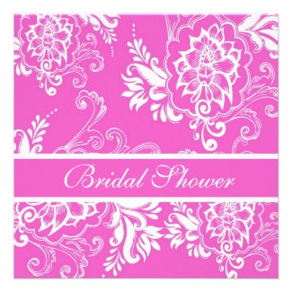 Elegant pink decorative floral bridal shower personalized announcements