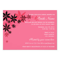 Elegant pink decorative floral  bridal shower custom invitations