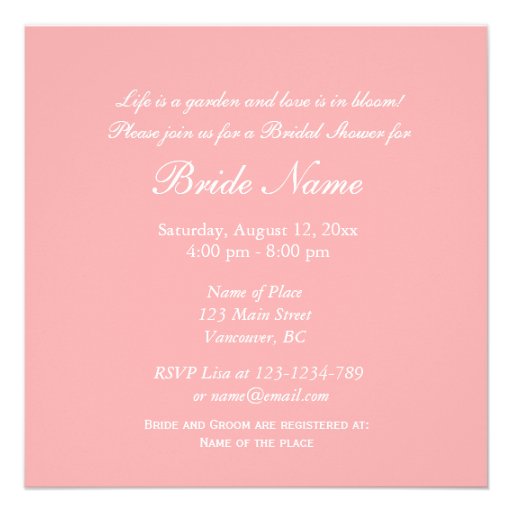 Elegant pink decorative floral bridal shower custom invite