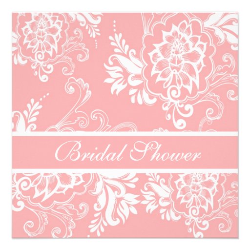 Elegant pink decorative floral bridal shower custom invite