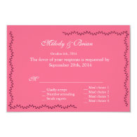 Elegant pink decorative golden leaves RSVP wedding Custom Invitation