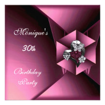 Elegant Pink Diamond Butterfly Jewel 30th Birthday Custom Announcement