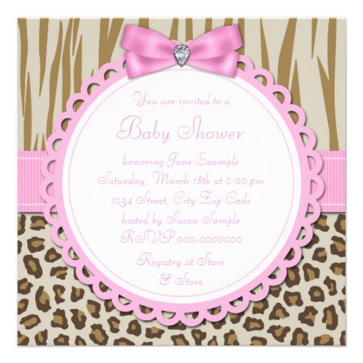 Elegant Pink Elephant Baby Girl Shower Custom Invitations
