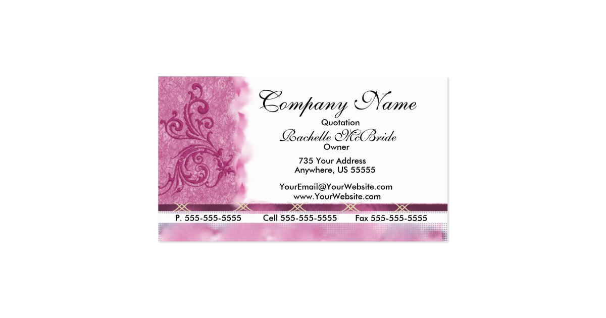 Elegant Pink Embroidery Business Cards Zazzle