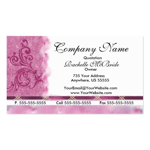Elegant Pink Embroidery Business Cards