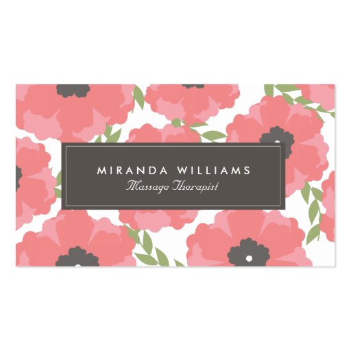 Elegant Pink Floral Business Cards (front side)