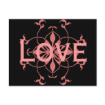 Elegant pink flower on black Love post card