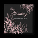 Elegant Pink Flower Swirls Save The Date Wedding