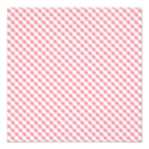 Elegant Pink Gingham Pattern Baby Shower Custom Invitation