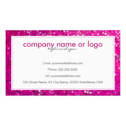 Elegant Pink Glitter Beautician Business Card 2 (back side)