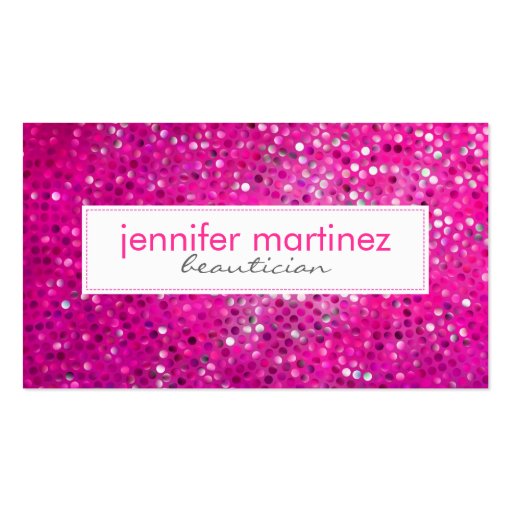 Elegant Pink Glitter Beautician Business Card 2 (front side)