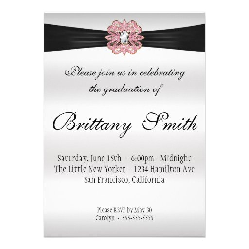 Elegant Pink Glitter Graduation Party Invites