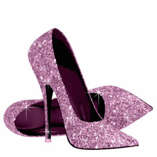 Elegant Pink Glitter High Heel Shoes Standing Photo Sculpture | Zazzle