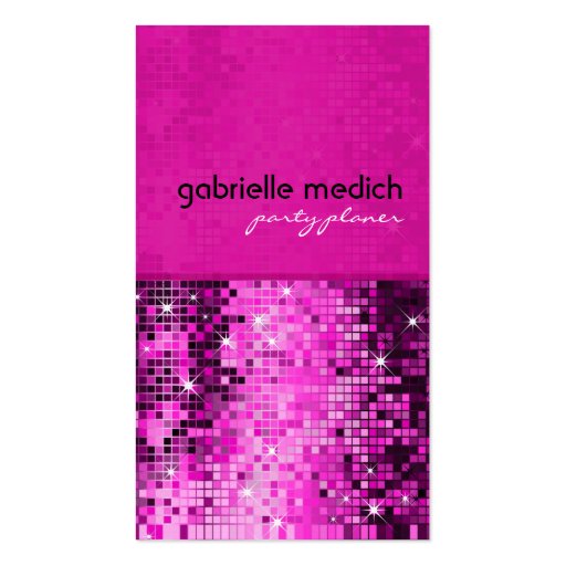Elegant Pink Glitter Metallic Sequence Pattern Business Cards (front side)
