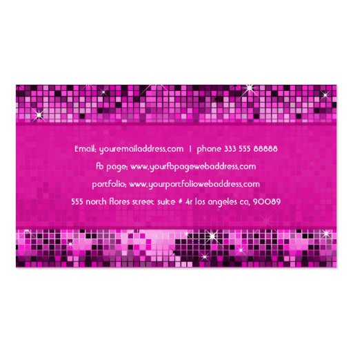 Elegant Pink Glitter Metallic Sequence Pattern Business Cards (back side)