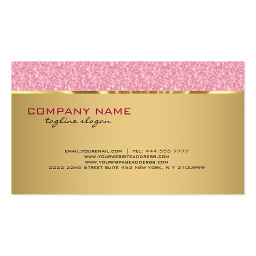 Elegant Pink Glitter With Gold Accents Business Card (back side)