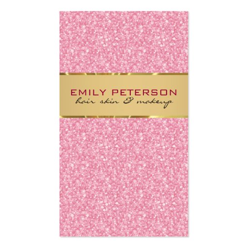 Elegant Pink Glitter With Gold Accents Business Card (front side)