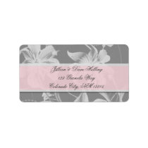 Elegant pink, gray and cream damask pattern personalized address labels