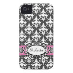 Elegant Pink, Gray and White Damask casemate cases